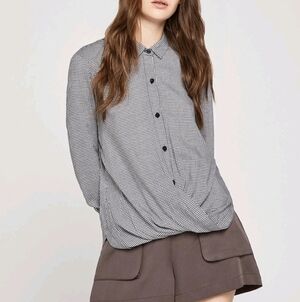 XL • BCBGeneration • Black and White Checkered High Low Hem Blouse
